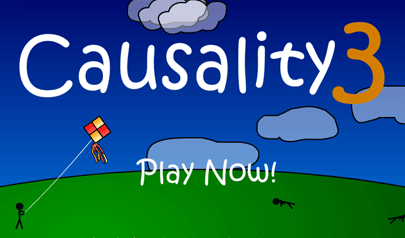 Causality 3: stickman, ragionamento, eventi, causality, punta e clicca