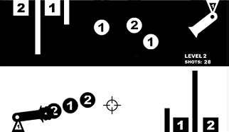 Contrast Cannon: gravity game, bianco e nero, cannone