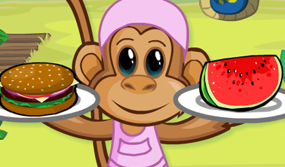 Monkey Diner: bancone, cameriera, ristorante, animali, scimmie