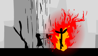 Light People on Fire: stickman, fuoco, pioggia, nuvole
