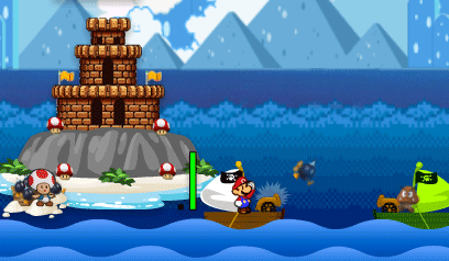 Mario Sea War: super mario, cannone, mare, navi, difesa