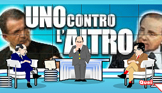 Faccia a Faccia Prodi - Berlusconi: politici, lotta, picchiaduro,combattimento, prodi, berlusconi, satira