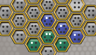 Hexcontrol: ragionamento, esagoni, scacchiera, due giocatori, territorio, strategia