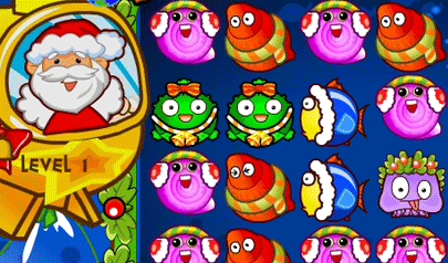I Pesci di Babbo Natale - Santablob: match3, blocchi colorati, natale, babbo natale