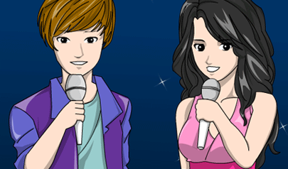 Color Selena and Bieber: girls, vip, colorare